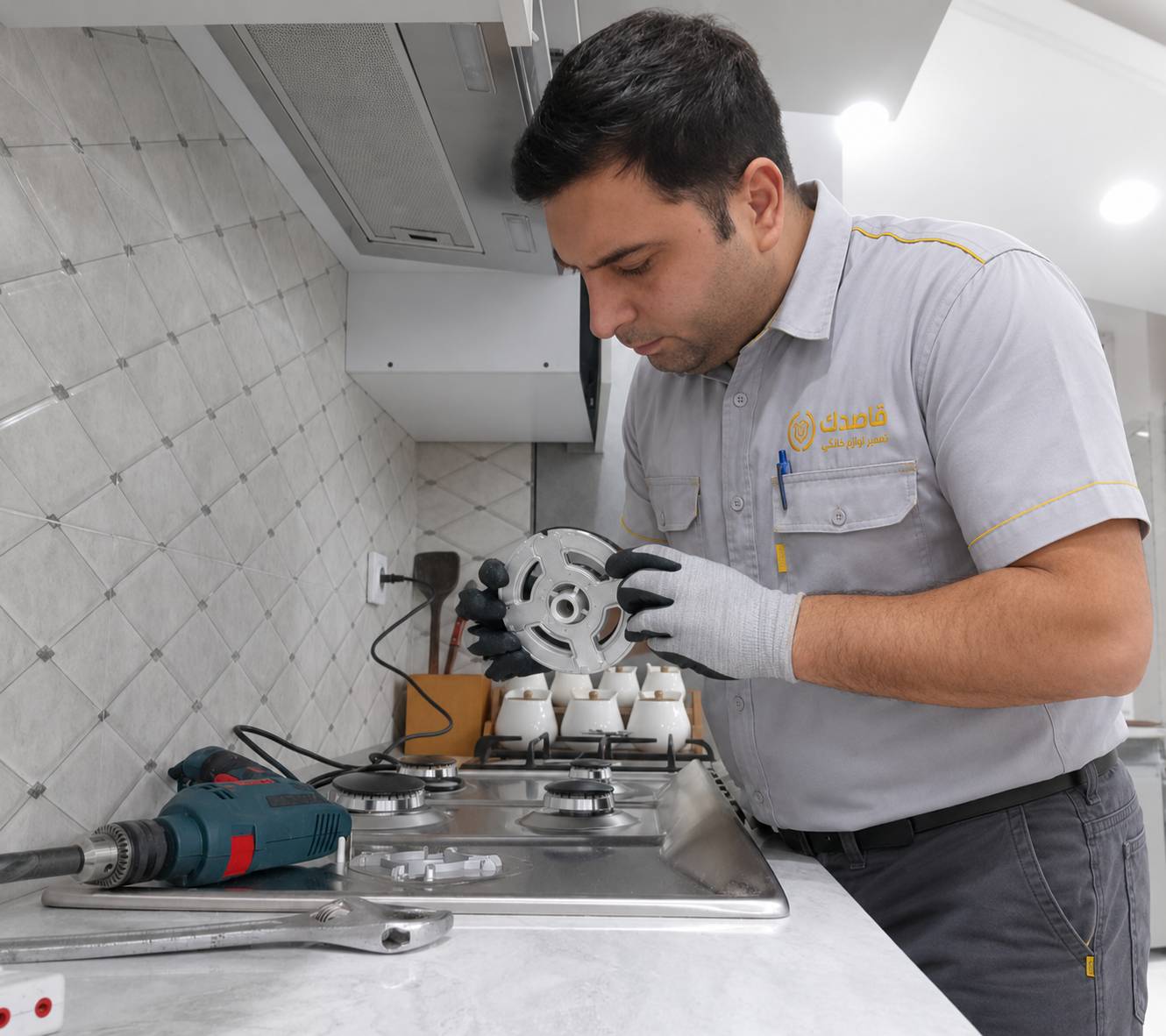 تعمیرکار درحال تعمیر